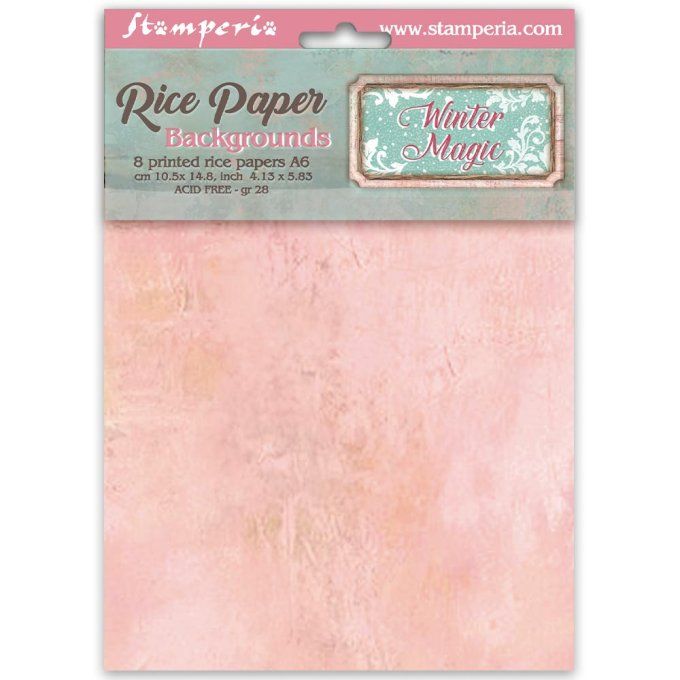 8 Feuilles de riz, Stampéria, Format A6 (10.5x14.8cm) - Winter magic