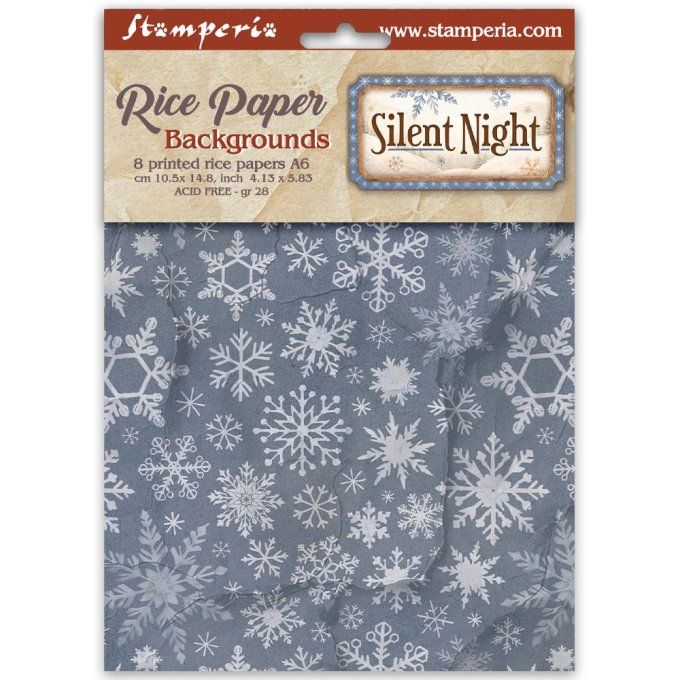 8 Feuilles de riz, Stampéria, Format A6 (10.5x14.8cm) - Silent night