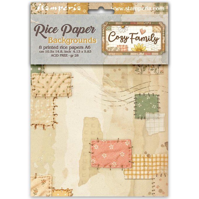 8 Feuilles de riz, Stampéria, Format A6 (10.5x14.8cm) - Cozy family