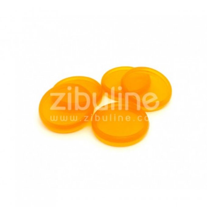 Lot de 5 Disques pour relier - couleur : orange translucide - diamètre 24mm 