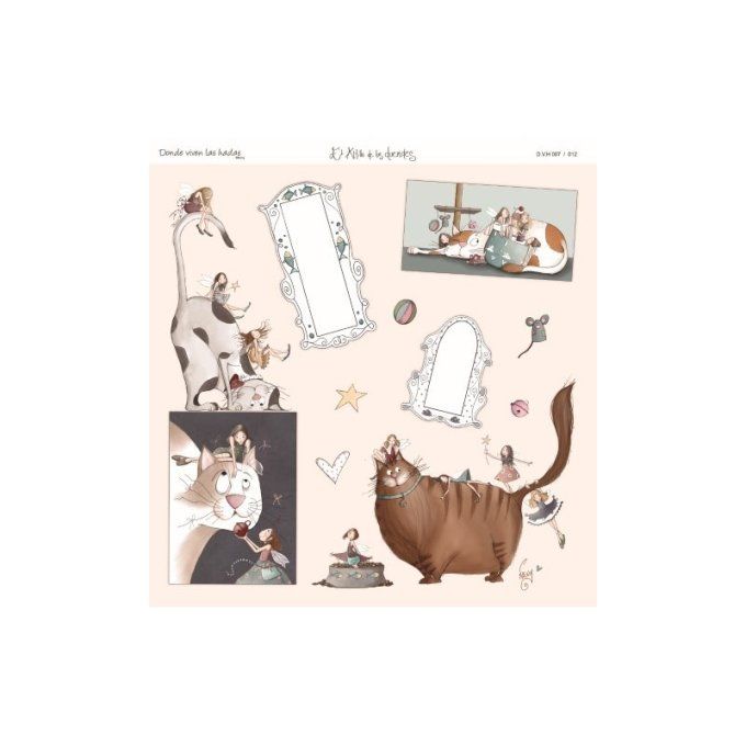 Ensemble de 12 feuilles motif recto verso, 30.5x32cm - Donde viven las hadas