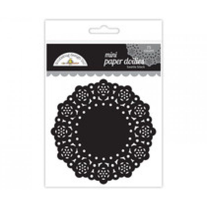 75 napperons en papier couleur noir  -  doodlebug design inc.