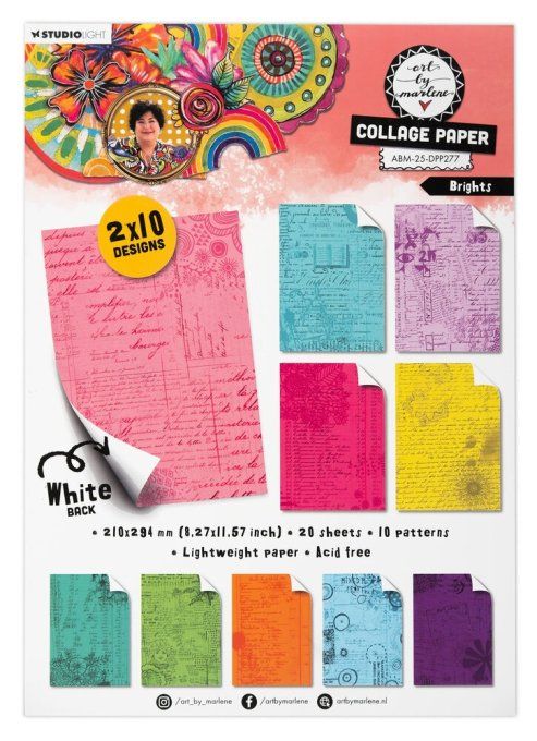 Art by Marlène, collection signature - Bloc de papiers de fond de collage - format A4, 170gsm