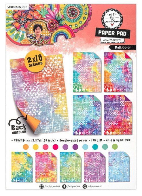 Art by Marlène, collection signature - Bloc de papiers de fond de collage - format A4, 170gsm