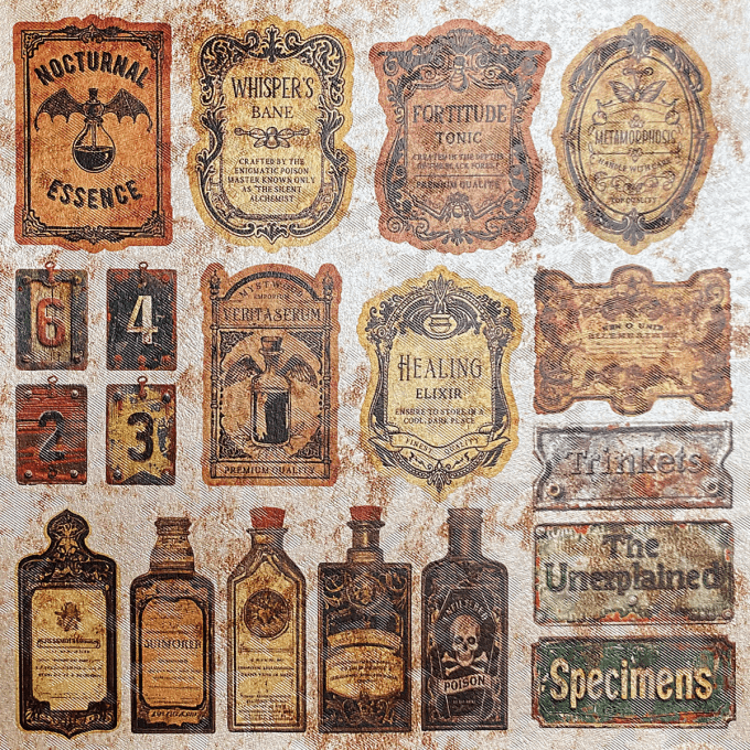 Deluxe paper Ciao Bella, Cabinet of curiosities,  15x15cm - 5 feuilles - 92gsm