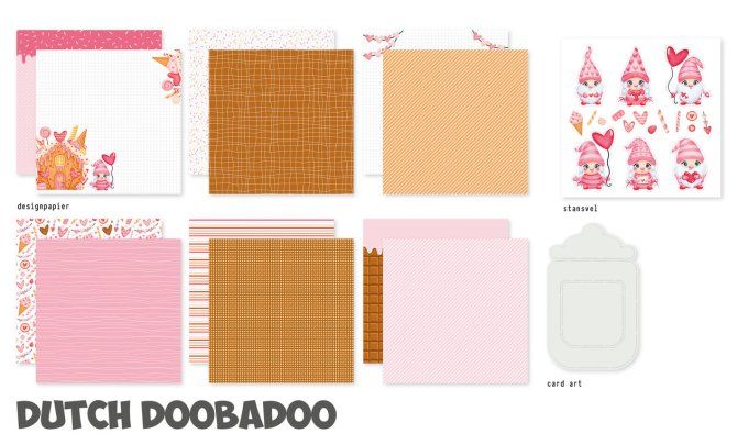 Dutch Doobadoo, 12 papiers en 20x20, Maison de bonbons + 1 mask + 1 feuille de die-cuts