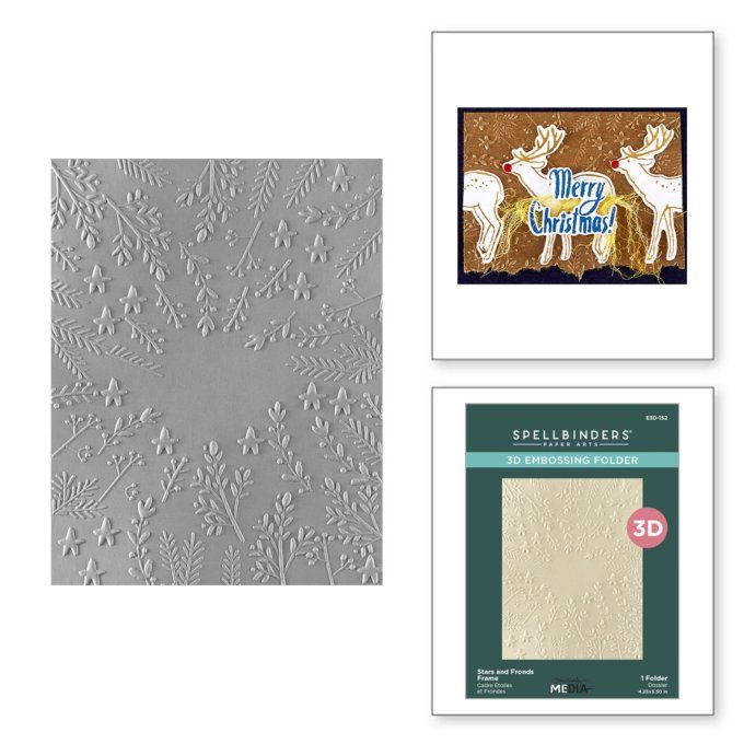 Classeur d'embossage, Spellbinders, Stars and fronds frame - dimension : 10,80 x 13,97 cm