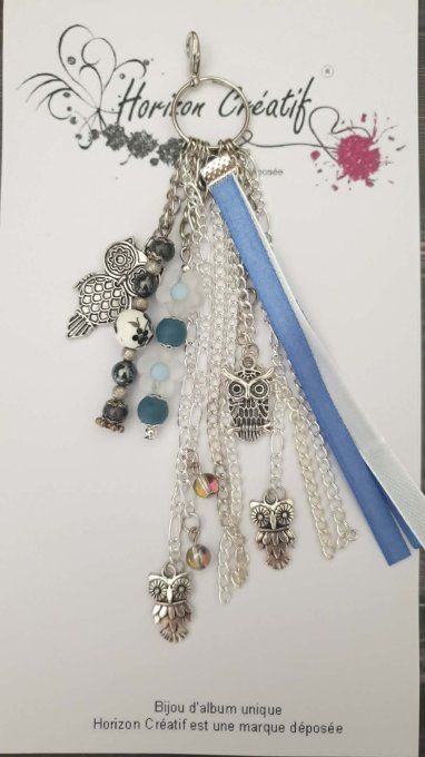 Bijou d'album et/ou porte-clés : Chouette, fait-main by Ninon (modèle unique)
