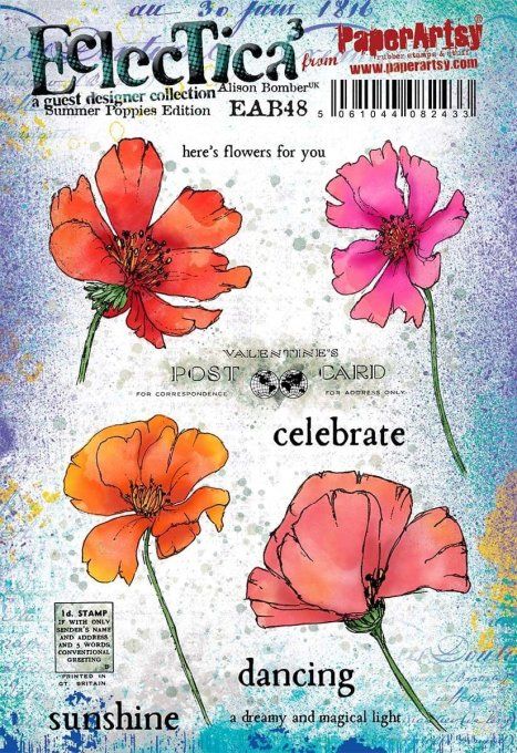 11 tampons caoutchouc, collection Alison Bomber - PaperArtsy  - Summer poppies