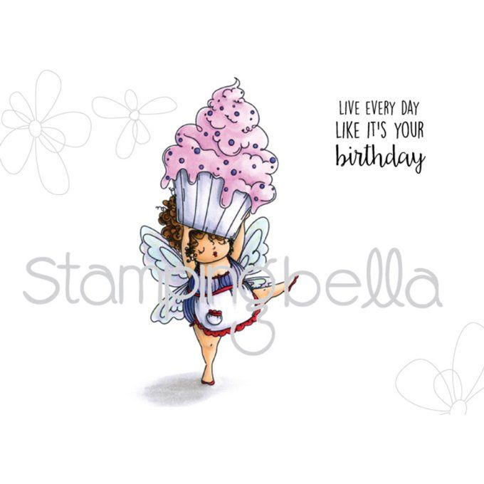 Tampon caoutchouc Stamping Bella, edna with a cupcake - dimensions : 10.5x5.5cm environ