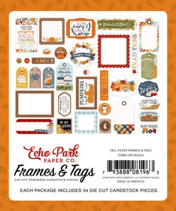 34 Die-cuts - Frames & Tags - Fall fever, Echo park 