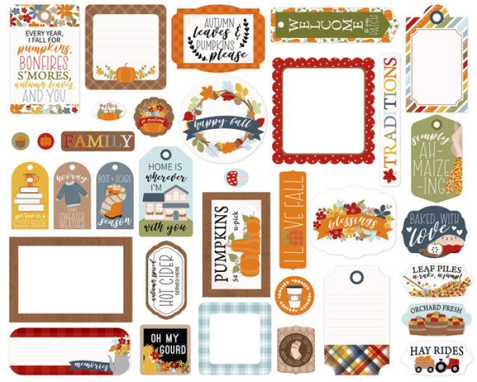 34 Die-cuts - Frames & Tags - Fall fever, Echo park 