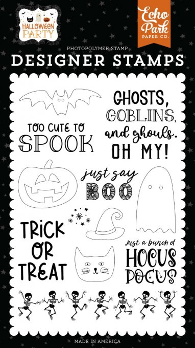12 Tampons, Echo park, Just say boo, dim. de la planche : 15.5x10.5cm