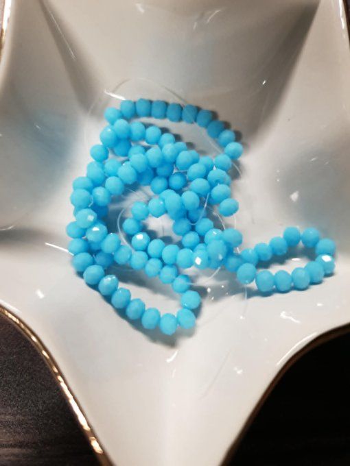 Perles en verre à facettes , couleur : bleu, x10 