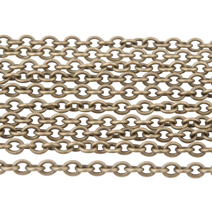 Chaîne en métal (laiton) couleur bronze - longueur de 5 mètres, dimension d'un maillon 3x2mm environ