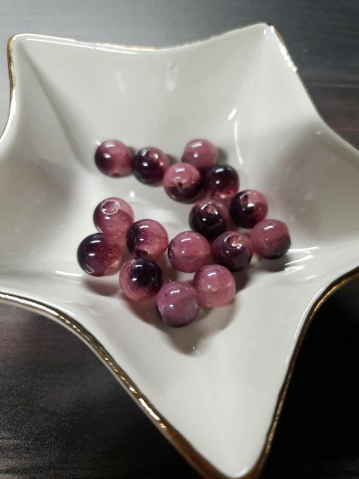 Perles en verre , couleur : rose dégradé, x10  - 10mm