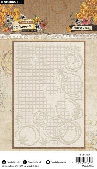 Classeur d'embossage, StudioLight, Sweet Bee Memories, Coffee grid