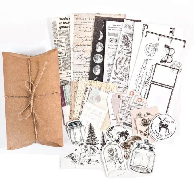 Kit d'embellissement - Nature avec une pochette cartonnée à décorer