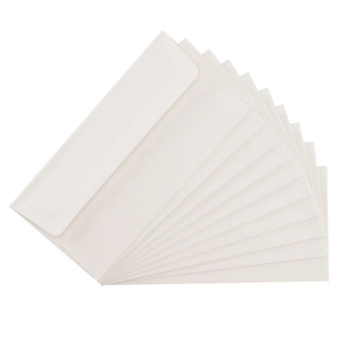 Lot de 10 enveloppes, gris clair/blanc cassé- enveloppes slimline - dimension : 110x220mm