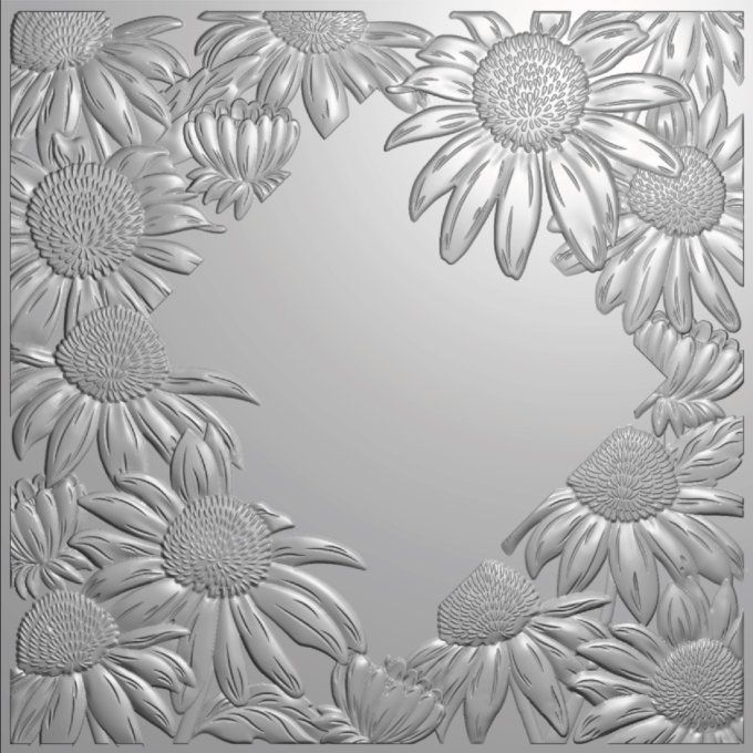 Crafter's companion - Classeur d'embossage, 3d - Ethereal echinacea - dimension : 14x14cm environ