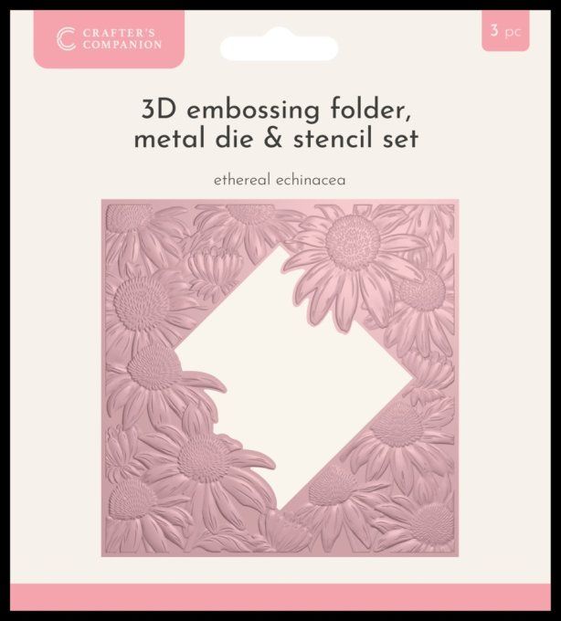 Crafter's companion - Classeur d'embossage, 3d - Ethereal echinacea - dimension : 14x14cm environ