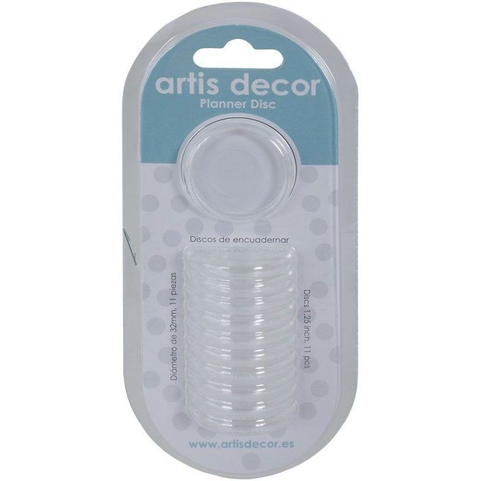 Lot de 11 Disques pour relier - couleur : transparent - diamètre 32mm