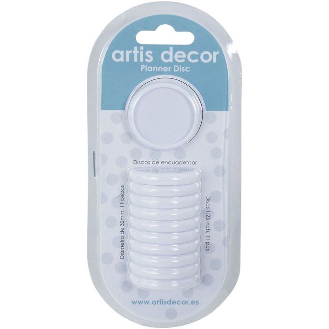 Lot de 11 Disques pour relier - couleur : blanc - diamètre 32mm