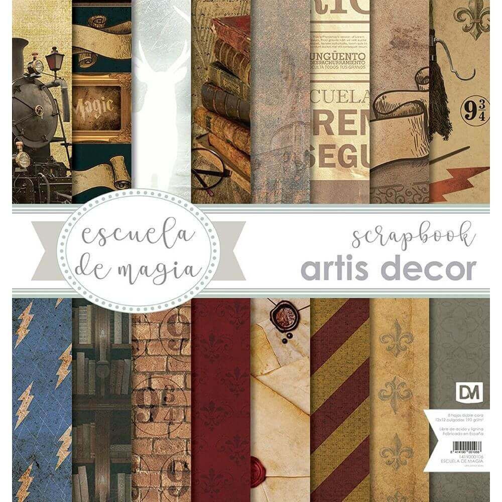 Ensemble de 9 feuilles, 30x30cm, et 8 cartes : Escuela de Magia