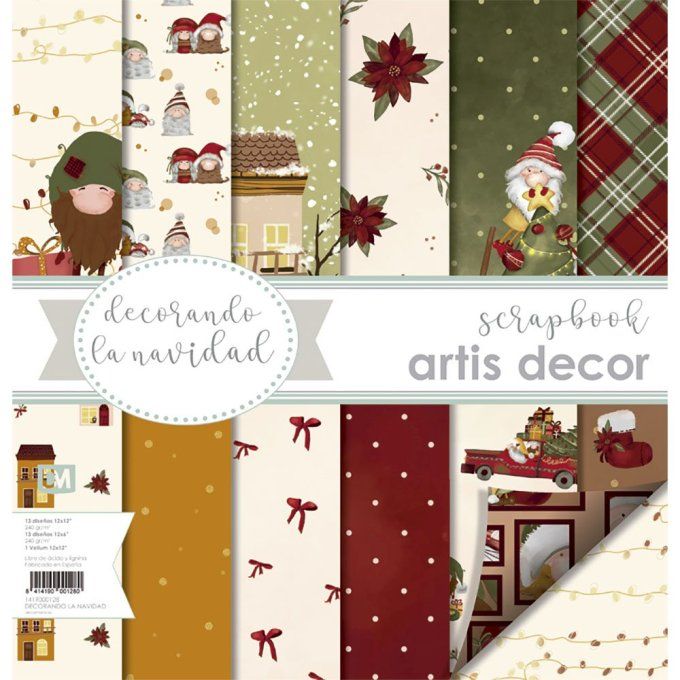 Ensemble de 6 feuilles 30x30cm +  1 vellum, 30x30cm + 6 feuilles 15x30cm : Decorando la navidad