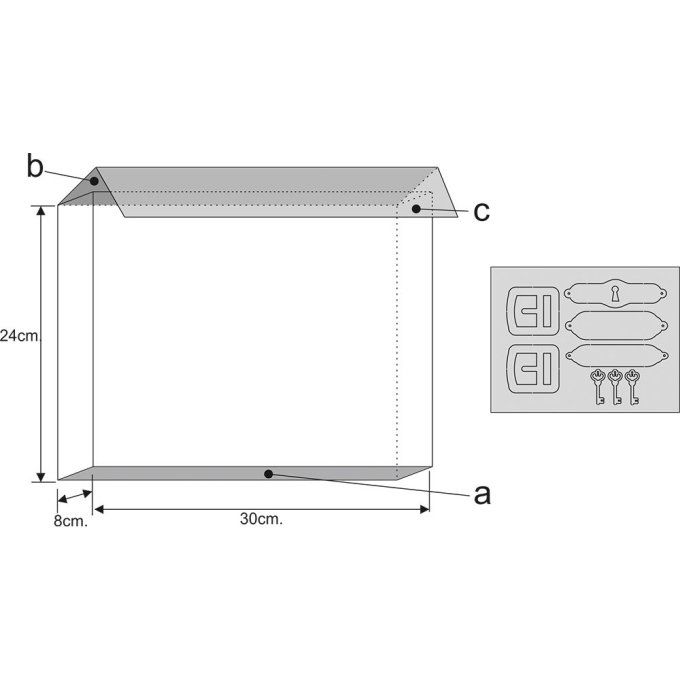 Structure pour valise/cartable prédécoupée - carton gris de 1.5mm