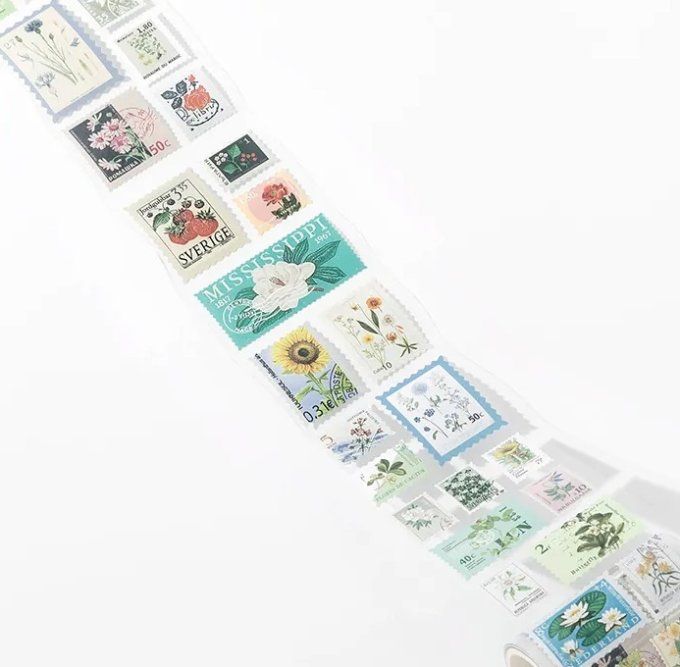 Whasi tape, thème : Fleurs et Fruits, timbres - Dimensions 5.5x2m
