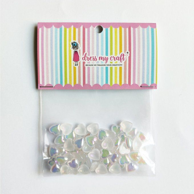 Dress my craft - dômes en forme de cœur en plastique Unicorn - dim. 8mm environ