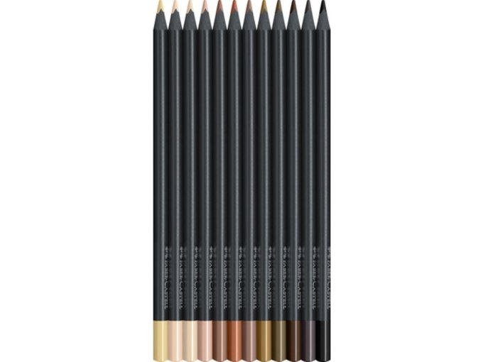 12 Crayons de couleur Black Edition, Faber Castell - couleurs Portrait