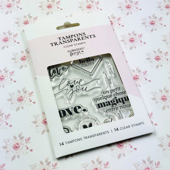 Florilèges Design - Planche de 14 tampons, This is love, collection la vie en rose