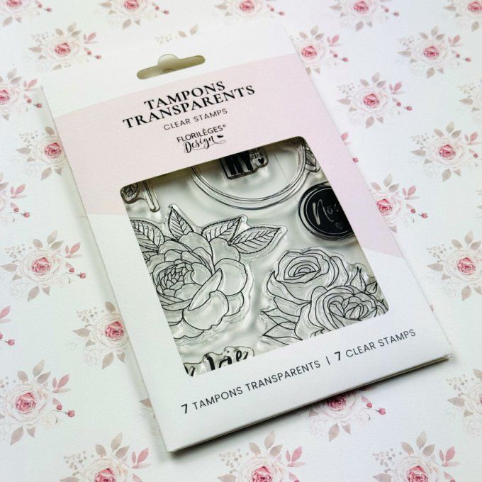 Florilèges Design - Planche de 7 tampons, , collection la vie en rose  