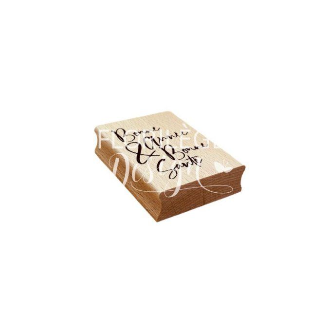 Florilèges Design, tampon en bois, Bonne année & bonne santé, dimension 5x6.5cm environ