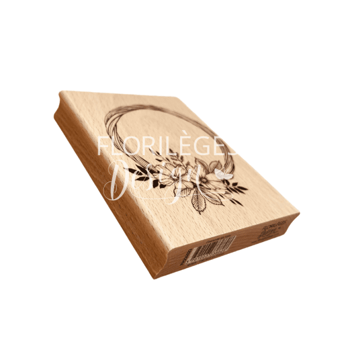 Florilèges Design, tampon en bois, Couronne de rotin, dimension 10.7x8.4cm environ 