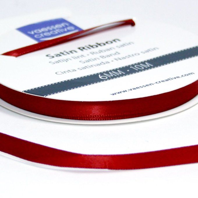 Rouleau ruban satiné, couleur : rouge foncé satiné - dimension : 6mmx10m