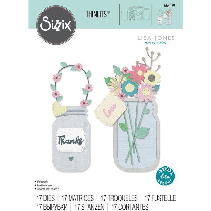 17 dies Sizzix, Dies pour shaker en forme de bocal/vase