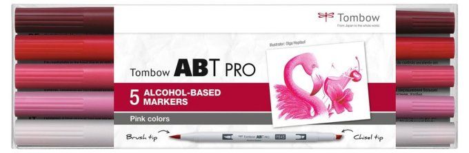 5 Feutres à alcool, Tombow ABT Pro, couleur : Rose