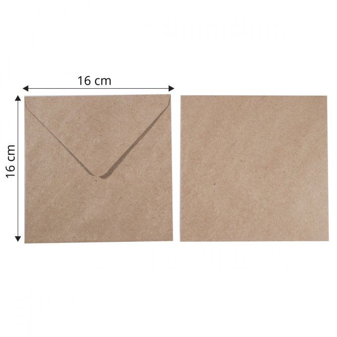 Lot de 5 enveloppes, kraft - dimension : 16x16cm - 120g