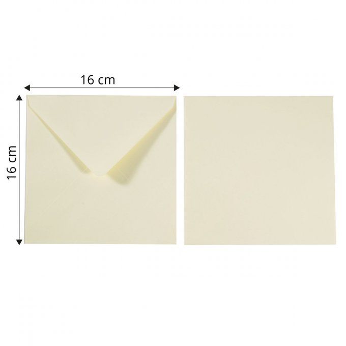 Lot de 25 enveloppes, ivoire - dimension : 16x16cm - 120g