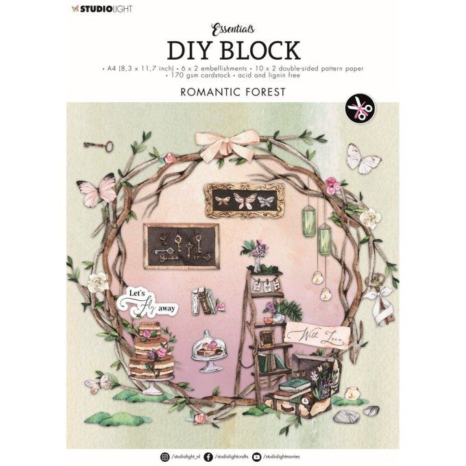 StudioLight, format A4 - DIY Block - Romantic Forest - 170g
