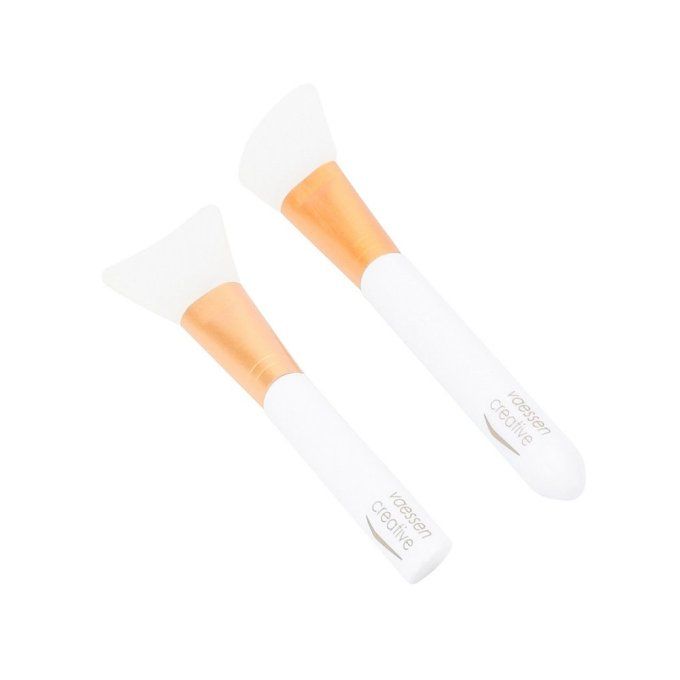 2 pinceaux en silicone, couleur blanc (2 formes différentes)