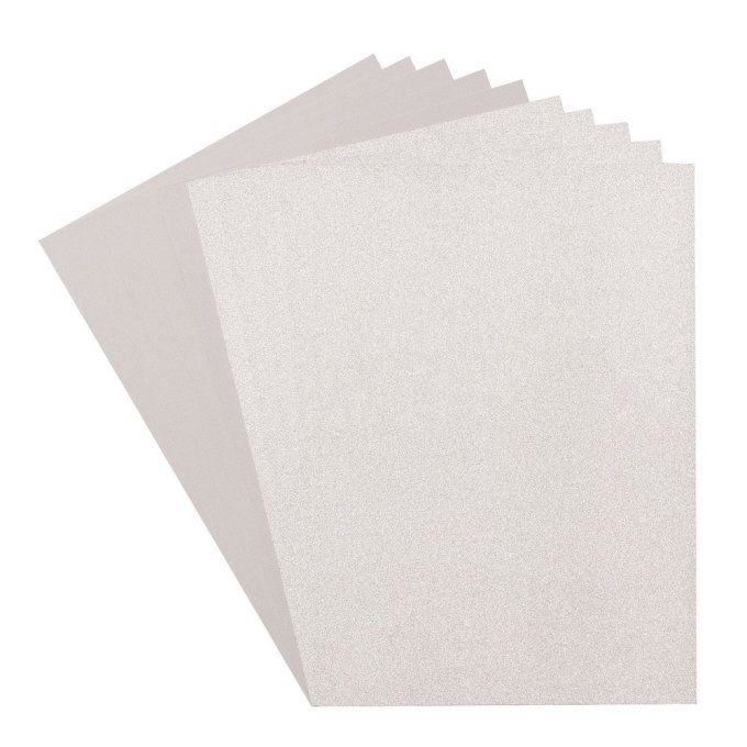 Lot de 10 Feuilles contenant 5 cardstock couleur mouse et 5 papiers pailletés argenté - format A4