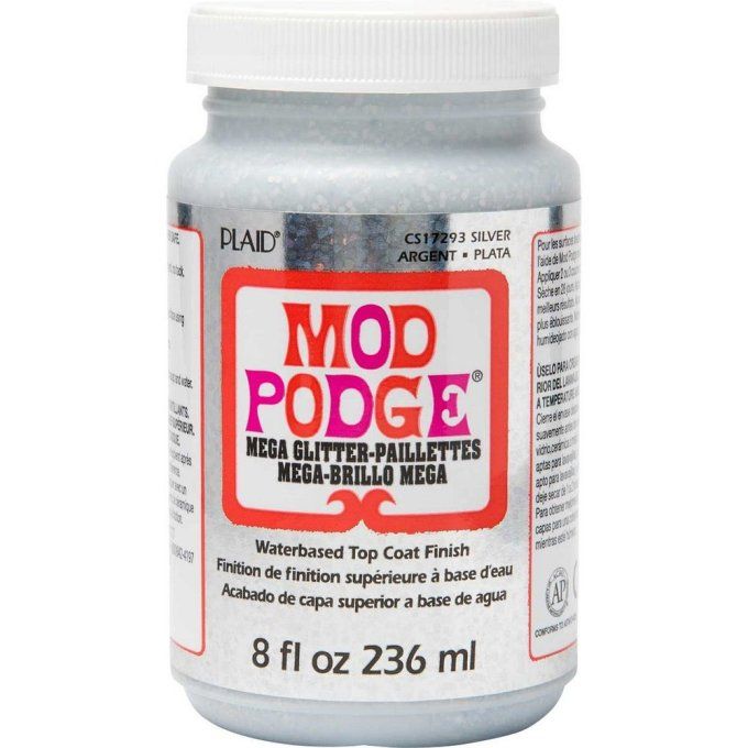 Mod podge - 236ml - Mega glitter - Argenté