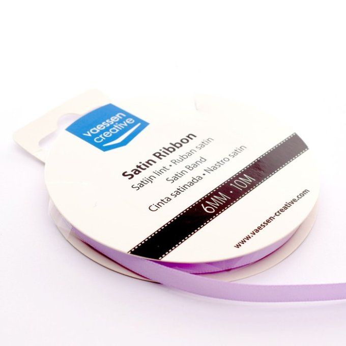 Rouleau ruban satiné, couleur : lilas - dimension : 6mmx10m