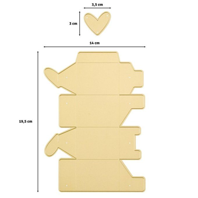 Die/matrice de découpe, boite fermeture cœur - dimension du die : 14x19.5cm environ