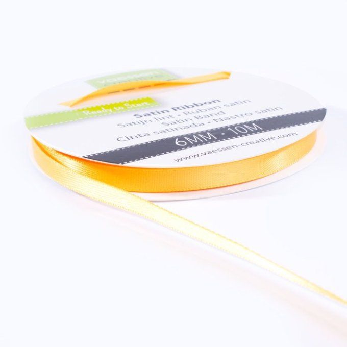 Rouleau ruban satiné, couleur : jaune or - dimension : 6mmx10m