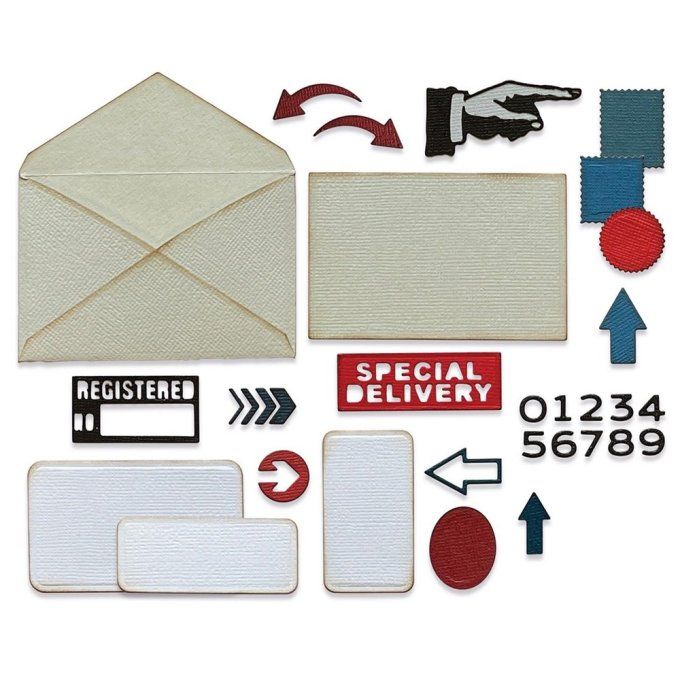 48 Dies/matrices de découpe, Sizzix - Thinlits die set postal